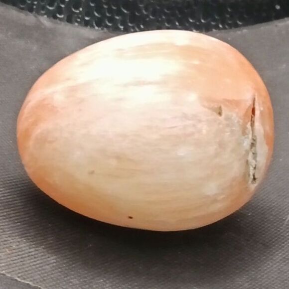 Orange White Polished Stone Egg Paperweight 2.5" Carved Onyx - Picture 3 of 9
